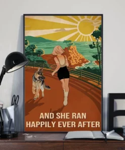 And She Ran Happily Ever After German Shepherd Dog Running Poster
