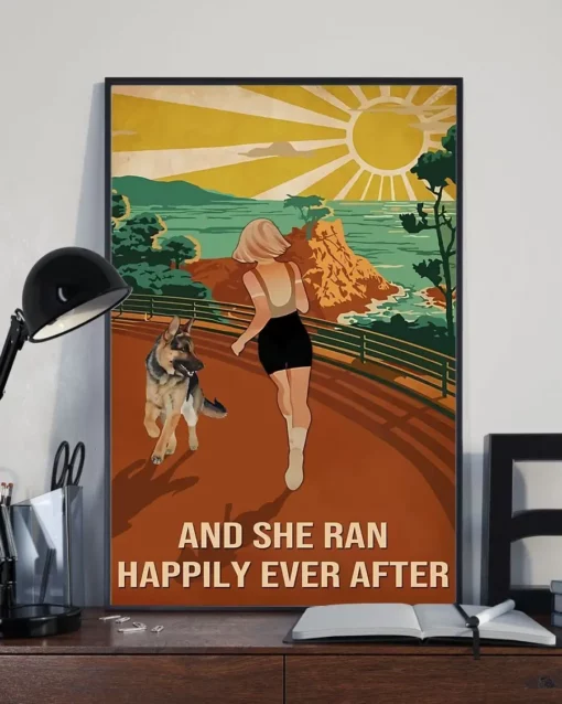 And She Ran Happily Ever After German Shepherd Dog Running Poster