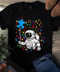 Astronaut Balloon Autism Space Autism Awareness Gift Tshirt