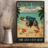 Australian Shepherd Diving Club Think Less Dive More Dog Beach Poster 2 Australian Shepherd Diving Club Think Less Dive More Dog Beach Poster