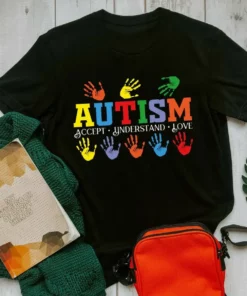 Autism Awareness Accept Understand Love Handprint Autism Gift Tshirt