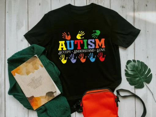 Autism Awareness Accept Understand Love Handprint Autism Gift Tshirt
