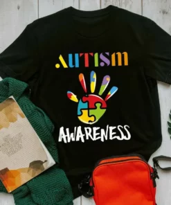 Autism Awareness Hand Print Color Gift Autism Tshirt