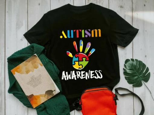 Autism Awareness Hand Print Color Gift Autism Tshirt