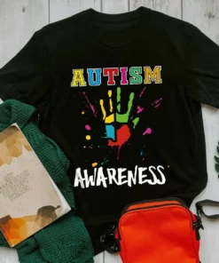 Autism Awareness Hand Print Color Gift Tshirt