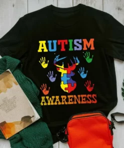 Autism Awareness Hand Print Deer Autism Gift Tshirt