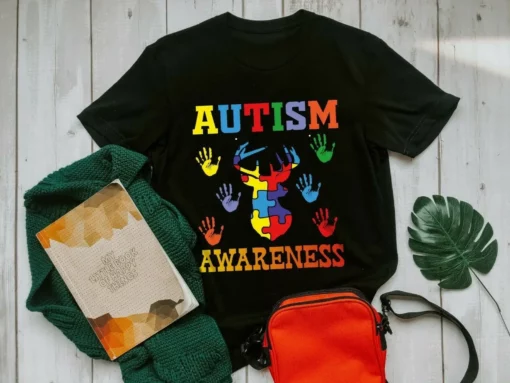 Autism Awareness Hand Print Deer Autism Gift Tshirt