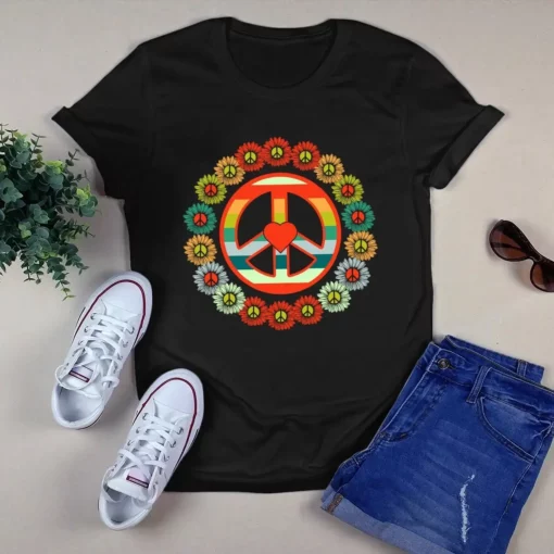 Awesome Flower Power I Peace And Love Hippie Tshirt