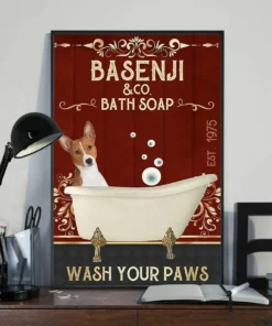 Basenji And Co Bath Soap Wash Your Paws Dog Poster
