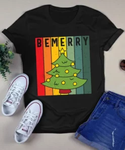 Be Merry Christmas Xmas Tree Gift Vintage Tshirt