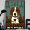 Beagle Wine Company Serve Yourself Beagle Dog Gift Poster