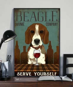 Beagle Wine Company Serve Yourself Beagle Dog Gift Poster