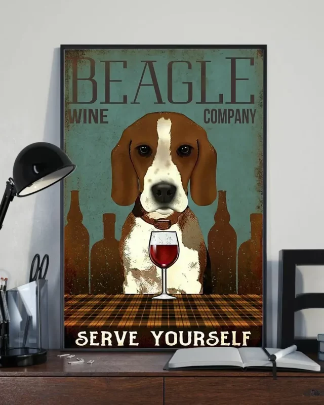 Beagle Wine Company Serve Yourself Beagle Dog Gift Poster