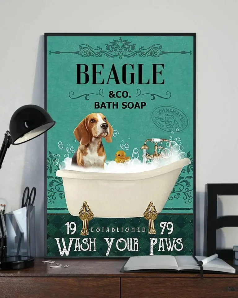 Beagle and Co Bath Soap Wash Your Paws Dog Poster