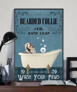 Bearded Collie And Co Bath Soap Wash Your Paws Dog Poster