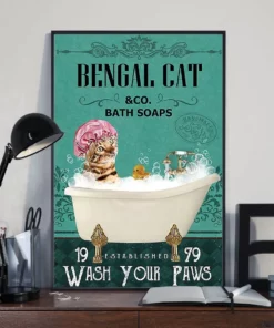 Bengal Cat And Co Bath Soap Wash Your Paws Poster
