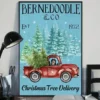 Bernedoodle and Co Christmas Tree Delivery Xmas Dog Poster
