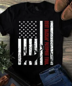 Best Bucking Pawpaw Ever Usa Flag Hunting Deer Dad Gift Tshirt