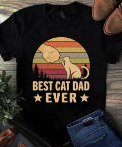 Best Cat Dad Ever Vintage Cat Lover Tshirt