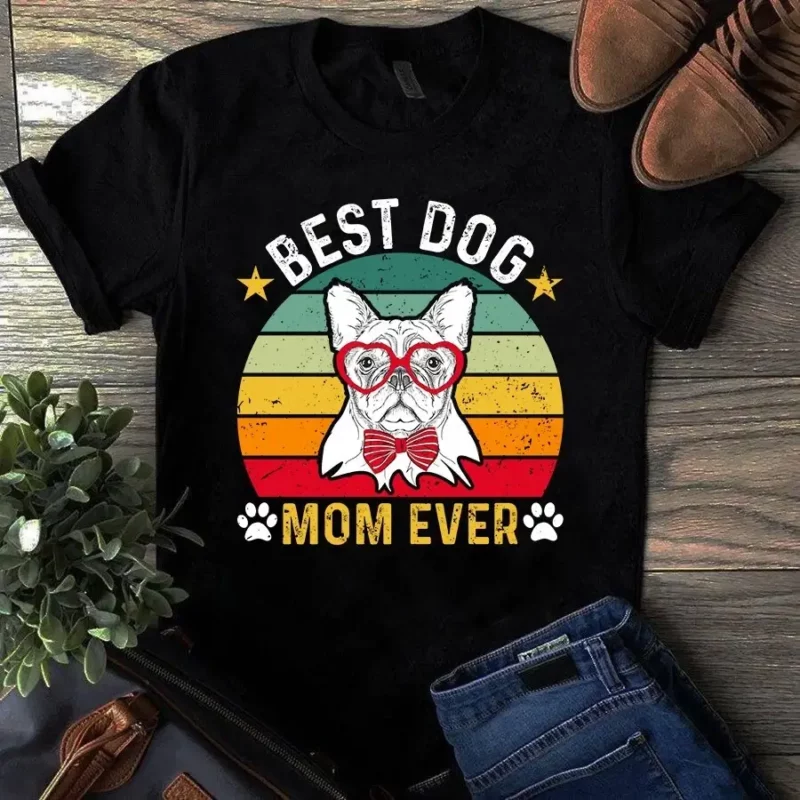 Best Dog Mom Ever Vintage Pug Dog Tshirt