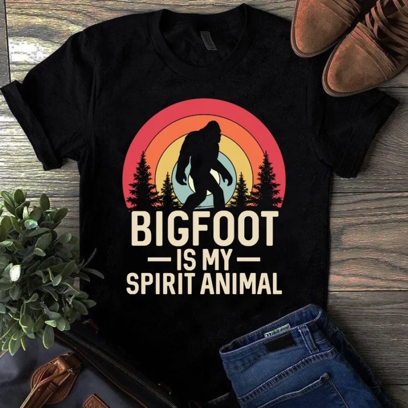 Bigfoot Is My Spirit Animal Camping Sasquatch Retro Gift Tshirt