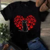 Black Cat Lover Heart Paw Valentines Day Gift Meow Cat Unisex Tshirt