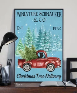 Black Miniature Schnauzer And Co Christmas Tree Delivery Dog Poster