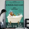 Blenheim King Charles Cavalier and Co Bath Soap Wash Your Paws Dog Poster