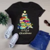 Book Christmas Tree Xmas Light Merry Christmas Gift Tshirt