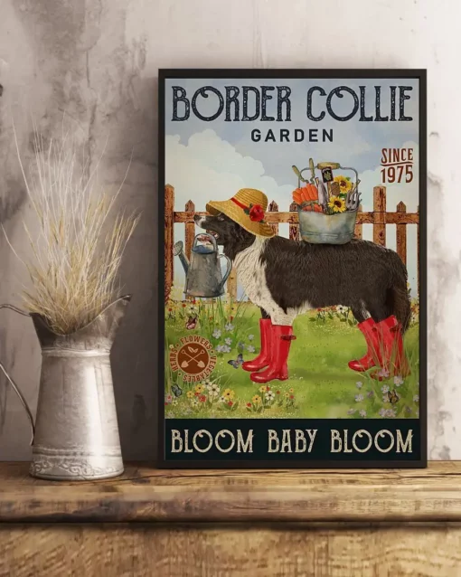 Border Collie Bloom Baby Bloom Gardening Dog Poster
