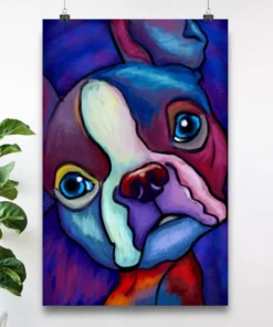 Boston Terrier Dog Water Color Home Decor Wallart Poster