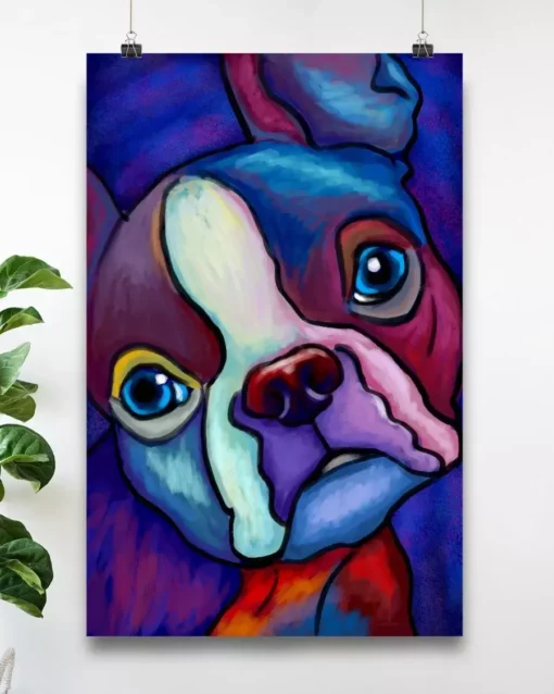 Boston Terrier Dog Water Color Home Decor Wallart Poster