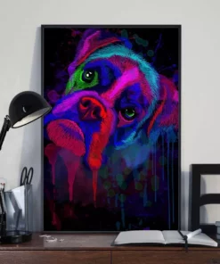 Boxer Dog Puppy Water Color Splash Home Decor Wall Art Poster