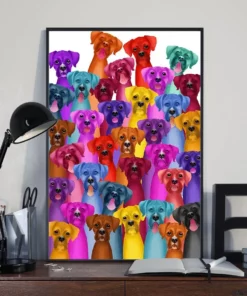 Boxer Multi Dogs Funny Home Decor Wall Art Poster