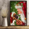 Boxer and Santa Claus Christmas Xmas Gift Dog Poster