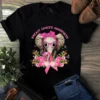 Breast Cancer Awareness Elephant Floral Flowers Pink Ribbon Bandage Gift Tshirt
