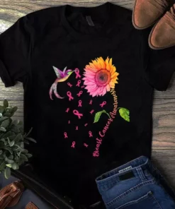 Breast Cancer Awareness Sunflower Hummingbird Tshirt