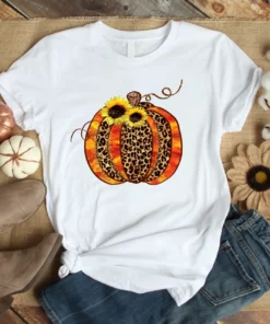 Buffalo Plaid Pumpkin Sunflower Autumn Fall Tshirt
