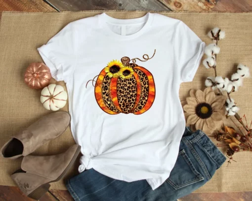 Buffalo Plaid Pumpkin Sunflower Autumn Fall Tshirt