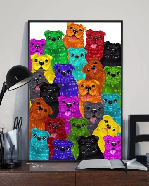 Bulldog Multi Dogs Funny Home Decor Wall Art Poster