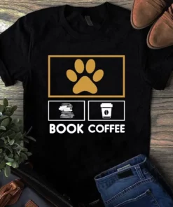 Cat Book Coffee Cat Lover Funny Gift Tshirt