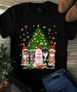 Cat Christmas Funny Shirt Meowy Christmas Tree Cat Tshirt