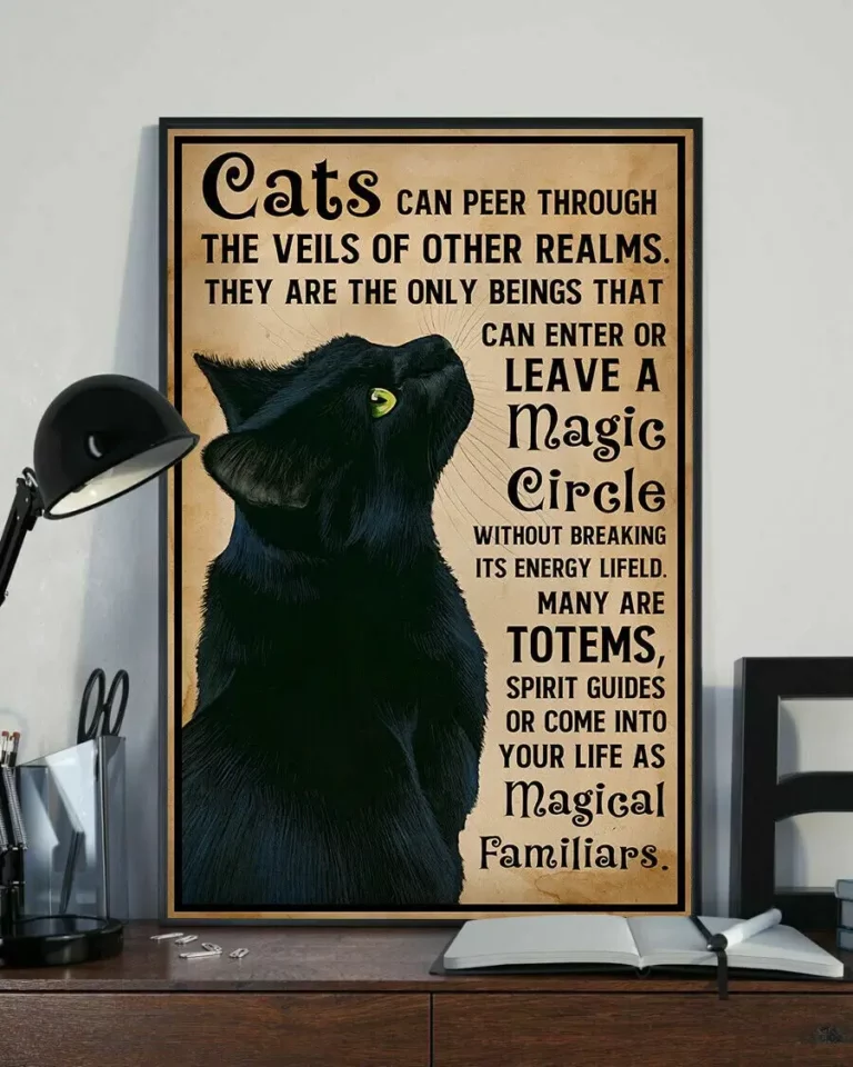 Cats Can Peer Through the Veils of Other Realms I Love Cat Black Cat Poster