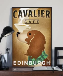 Cavalier Cafe Edinburgh Dog Funny Poster