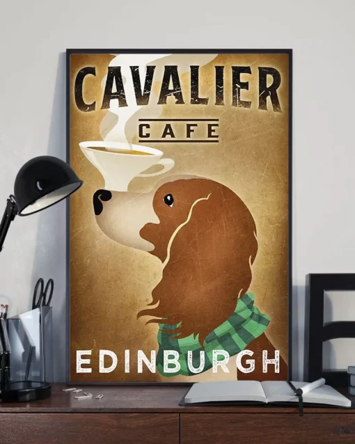 Cavalier Cafe Edinburgh Dog Funny Poster