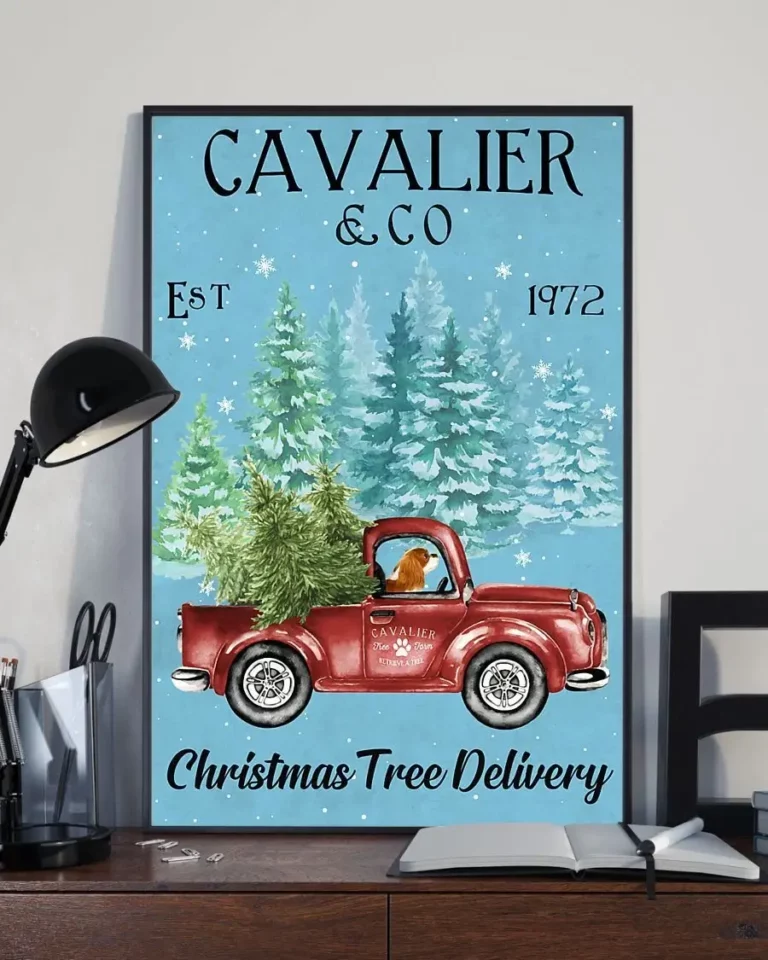 Cavalier King Charles Spaniel and Co Christmas Tree Delivery Dog Poster