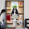 Cavalier Toilet Reading Newspaper Funny Dog Poster