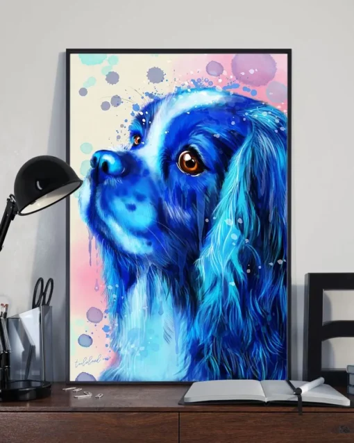 Cavalier Watercolor Splash Water Dog Home Decor Wallart Poster