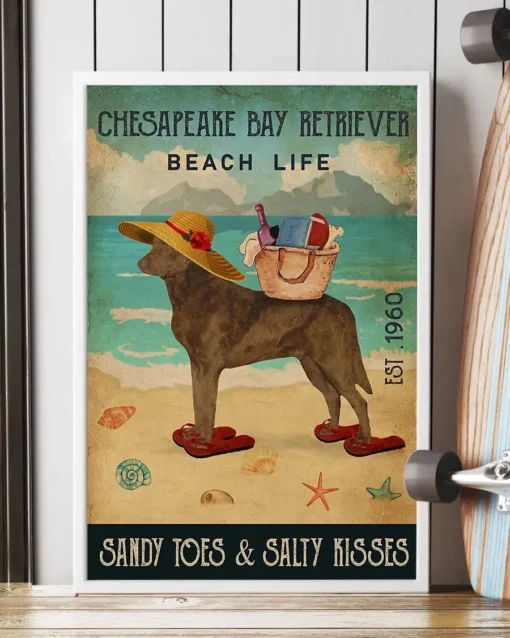 Chesapeake Bay Retriever Beach Life Sandy Toes And Salty Kisses Dog Beach Poster
