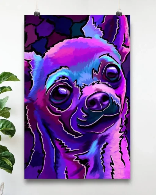 Chihuahua Dog Water Color Home Decor Wallart Poster